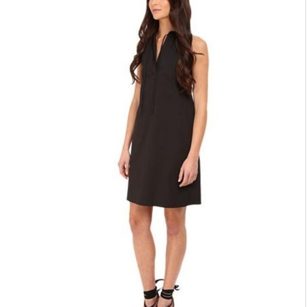 Theory Dress Nallane Black Light Poplin Shift Womens Size 6 Stretch Sleeveless